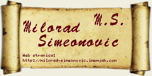 Milorad Simeonović vizit kartica